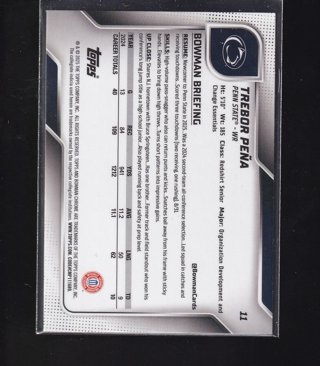 2025 Bowman University Chrome #11 Trebor Peña Blue Refractor #/150