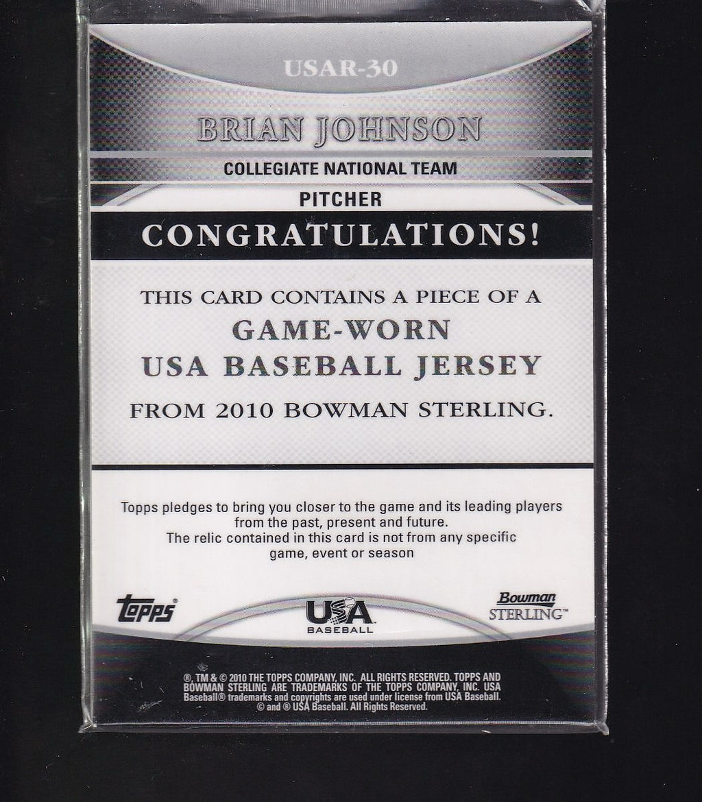2010 Bowman Sterling #USAR-30 Brian Johnson USA Baseball Relics