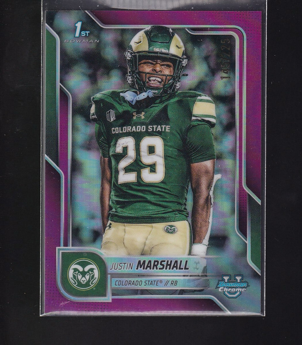 2025 Bowman University Chrome #135 Justin Marshall Fuchsia Refractor #/225