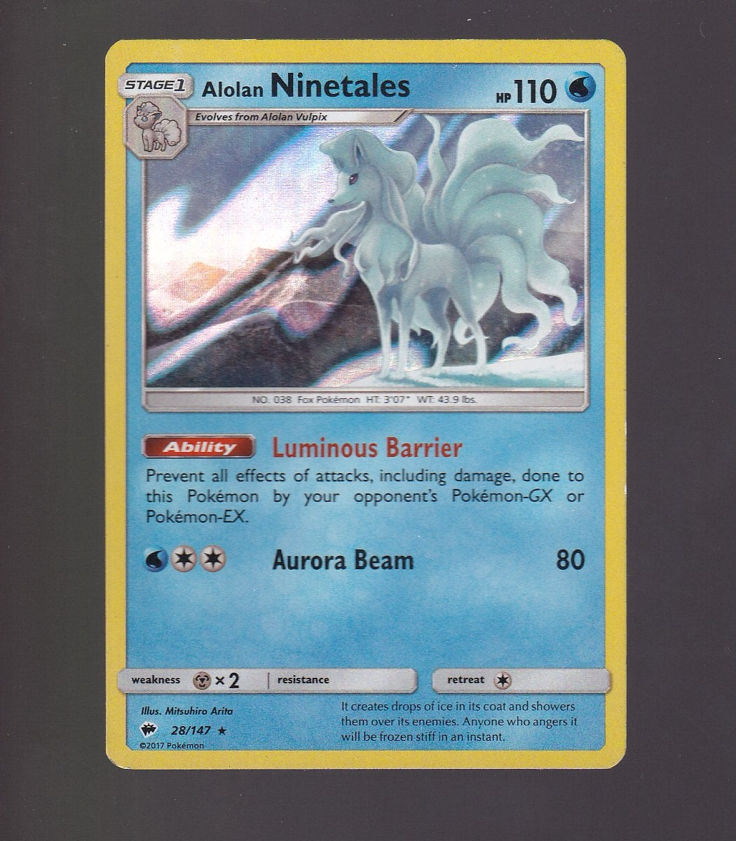 Ninetales GX Challenge Box #28/147 Alolan Ninetales (Lightly Played) -Water Holo