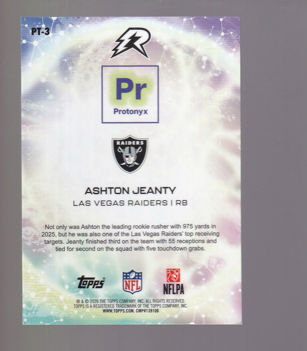 2025 Topps Resurgence #PT-3 Ashton Jeanty Protonyx Aqua Surge Refractor #/250