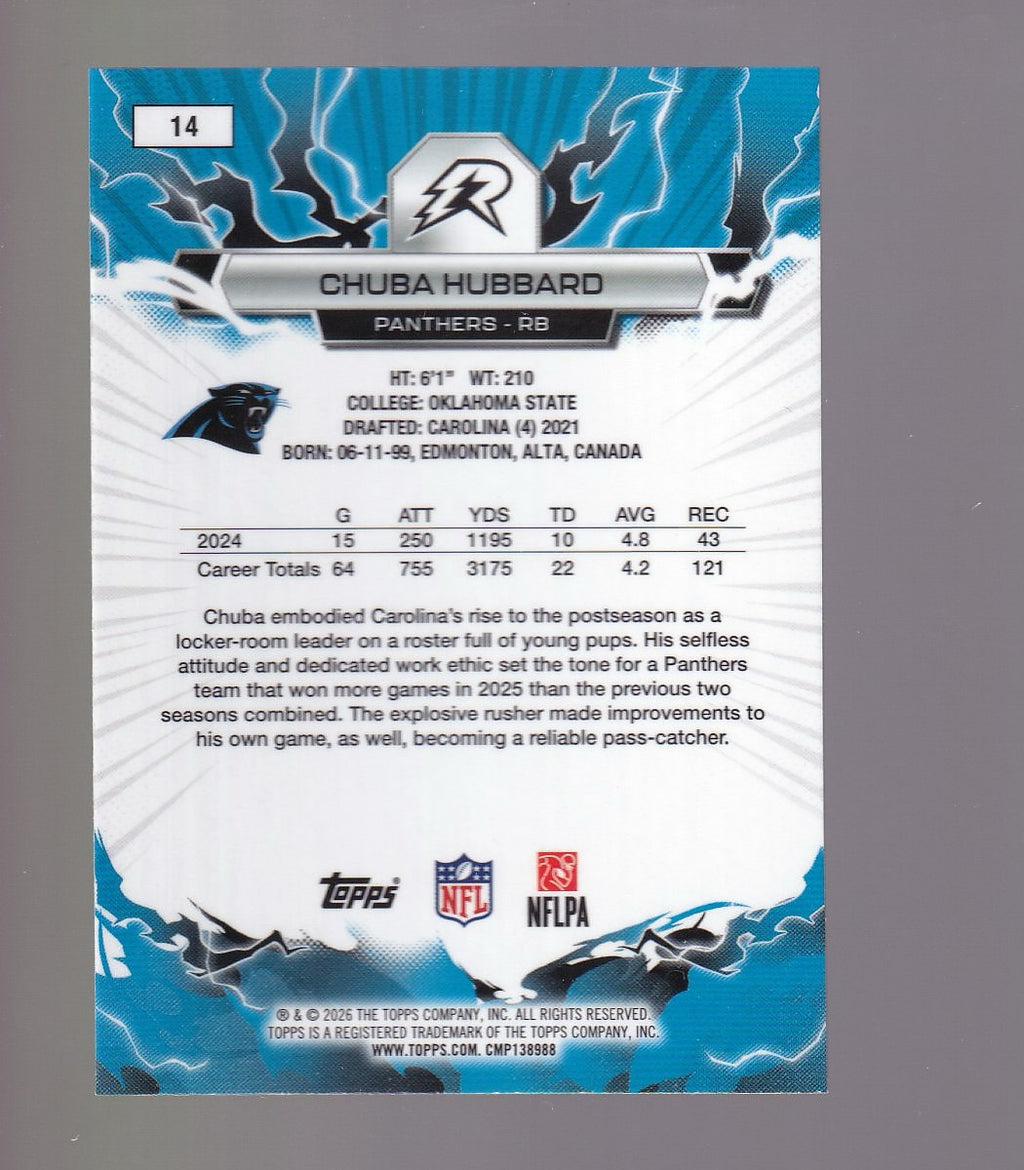 2025 Topps Resurgence #14 Chuba Hubbard White Surge Refractor #/125