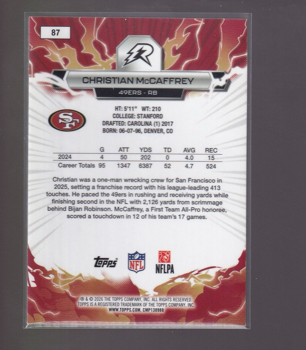 2025 Topps Resurgence #87 Christian McCaffrey Prism Refractor