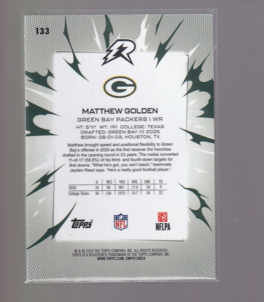 2025 Topps Resurgence #133 Matthew Golden Sky Blue & Pink Shock Refractor