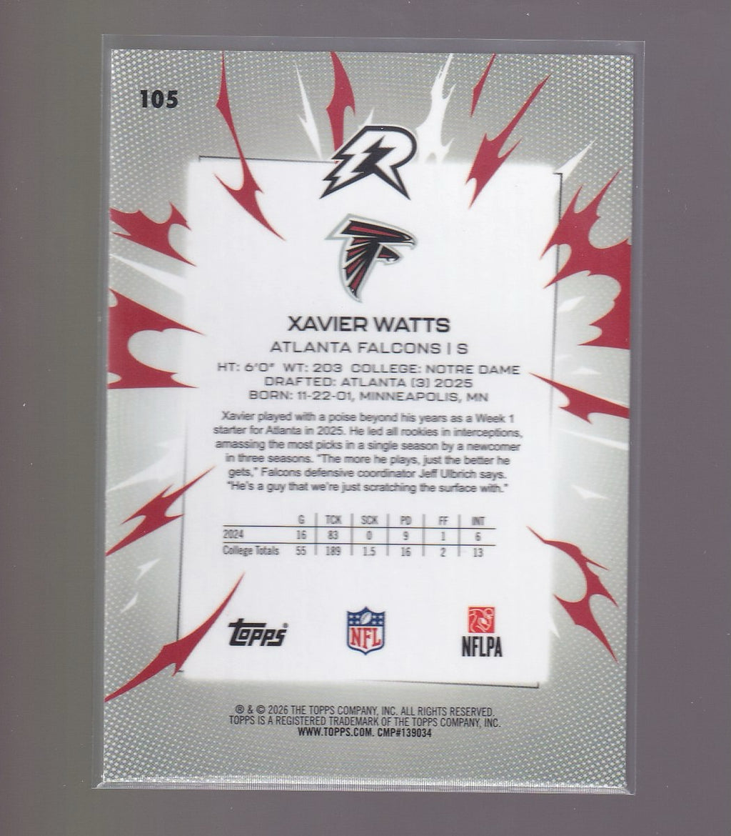2025 Topps Resurgence #105 Xavier Watts Sky Blue & Pink Shock Refractor