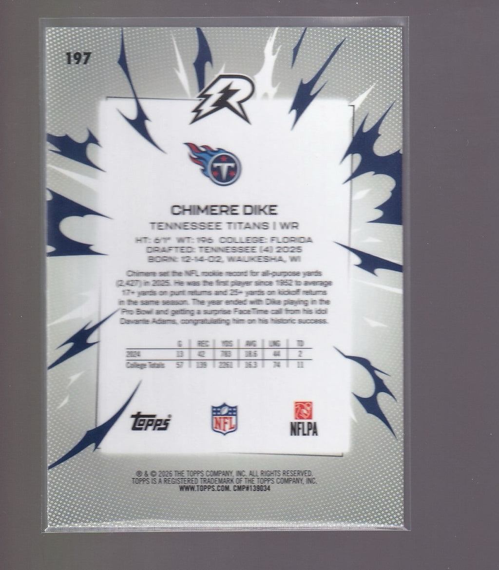 2025 Topps Resurgence #197 Chimere Dike Sky Blue & Pink Shock Refractor