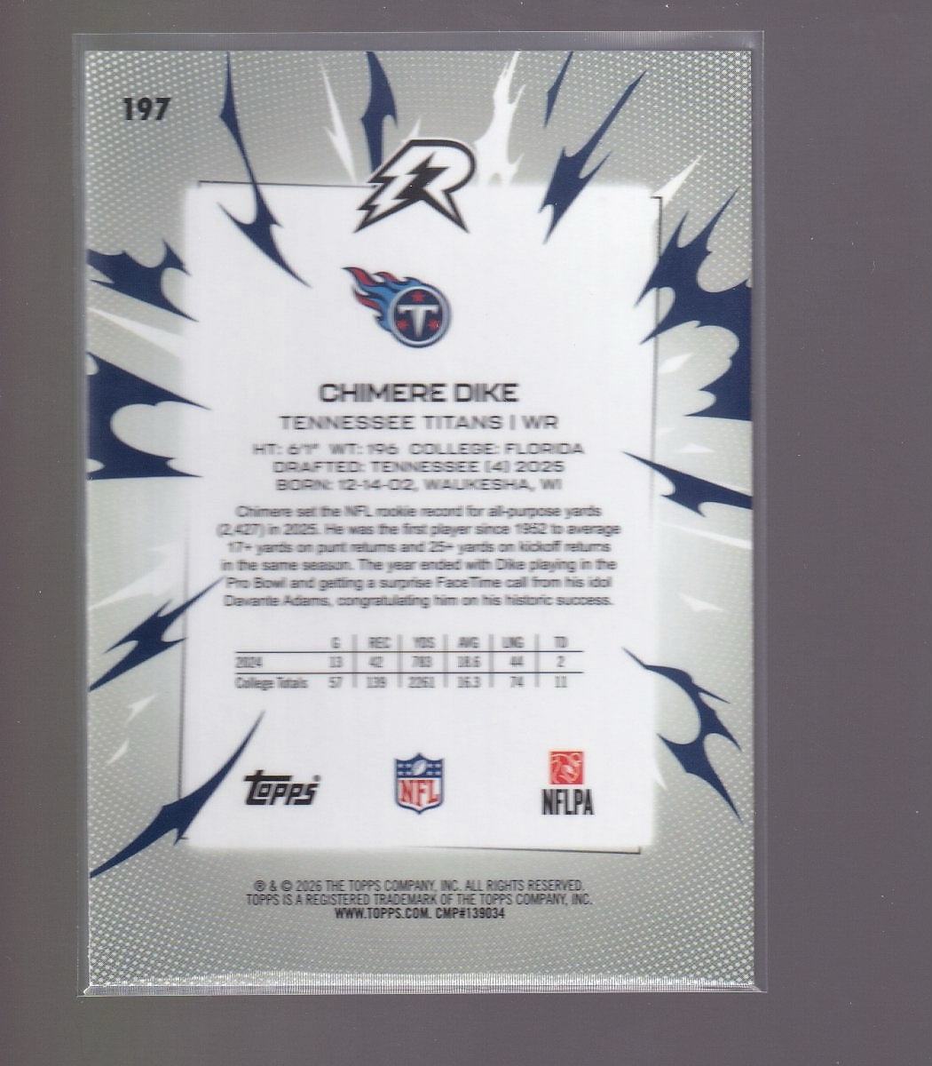 2025 Topps Resurgence #197 Chimere Dike Sky Blue & Pink Shock Refractor