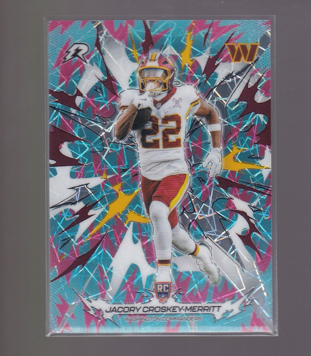 2025 Topps Resurgence #198 Jacory Croskey-Merritt Sky Blue & Pink Shock Refr