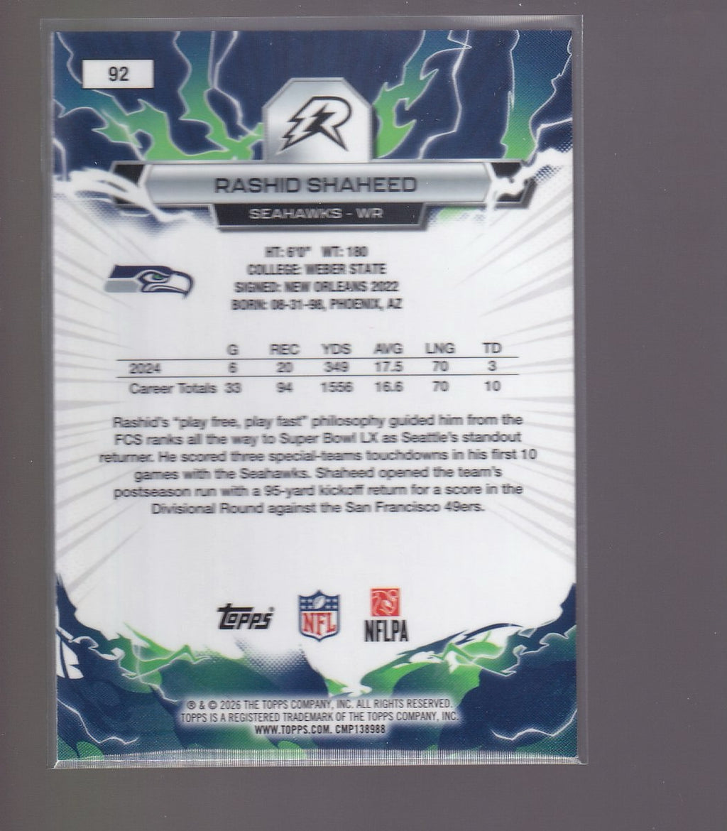 2025 Topps Resurgence #92 Rashid Shaheed Sky Blue & Pink Shock Refractor