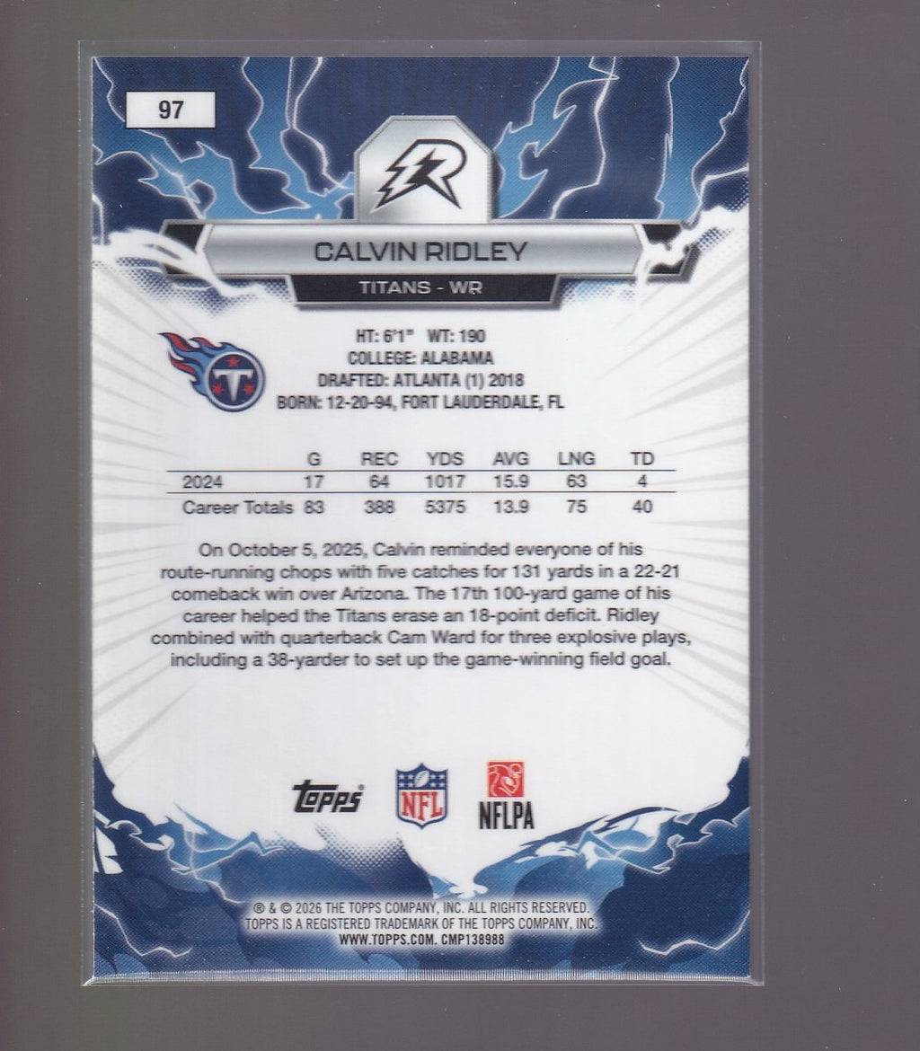 2025 Topps Resurgence #97 Calvin Ridley Sky Blue & Pink Shock Refractor