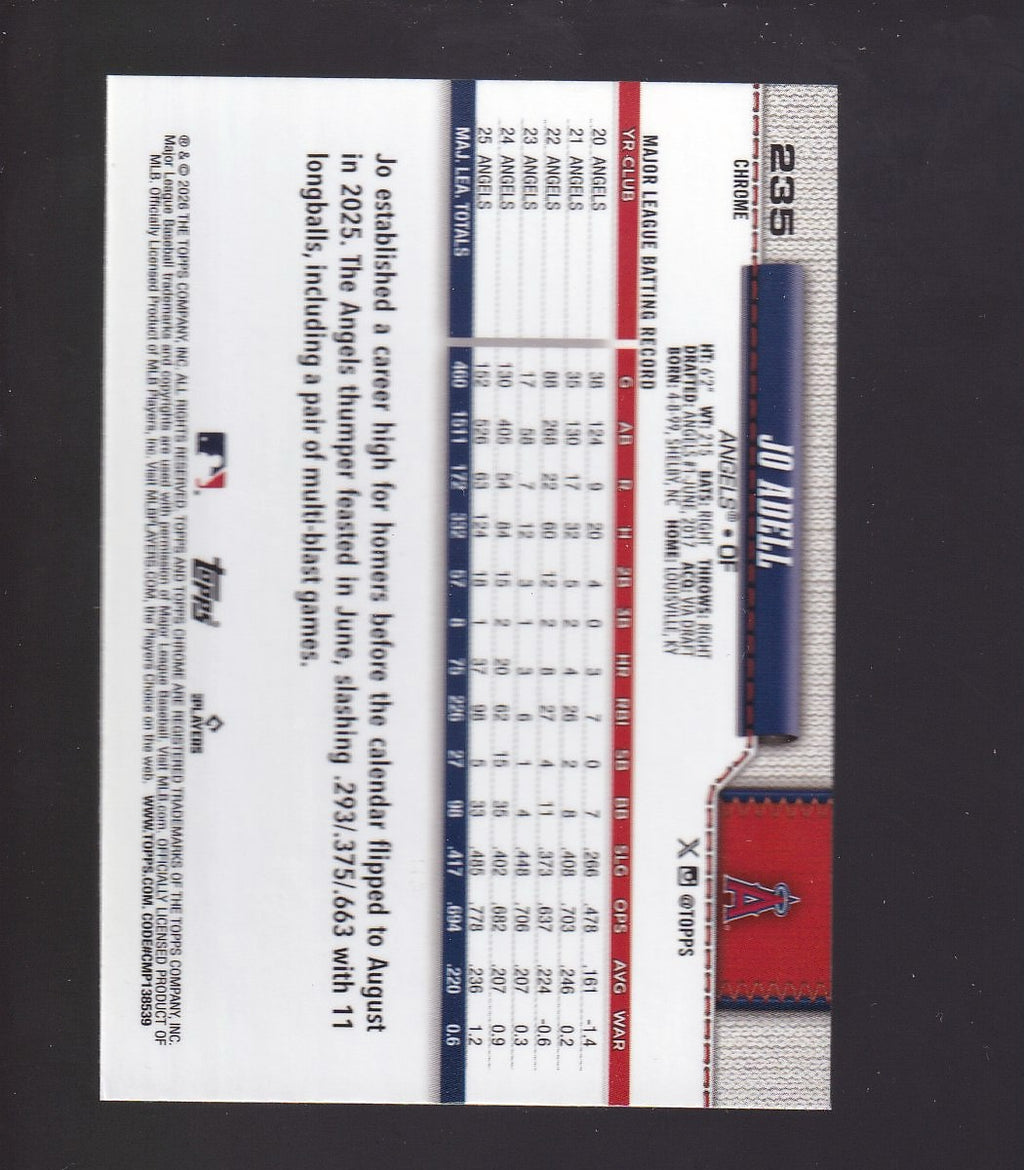 2026 Topps Chrome #235 Jo Adell Purple X-Fractors #/75