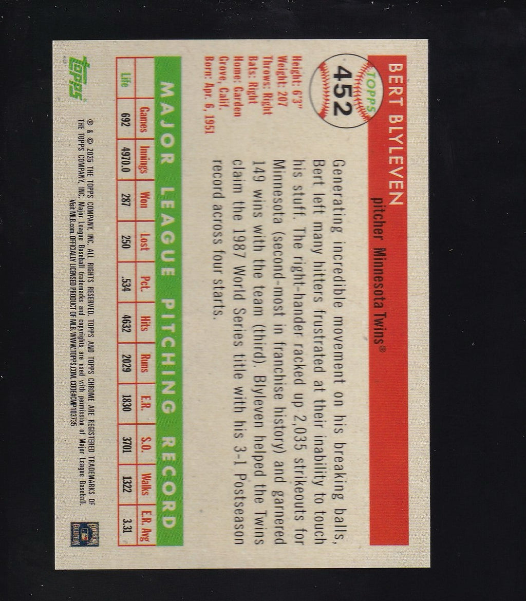 2025 Topps Chrome Platinum #452 Bert Blyleven Gold Refractors