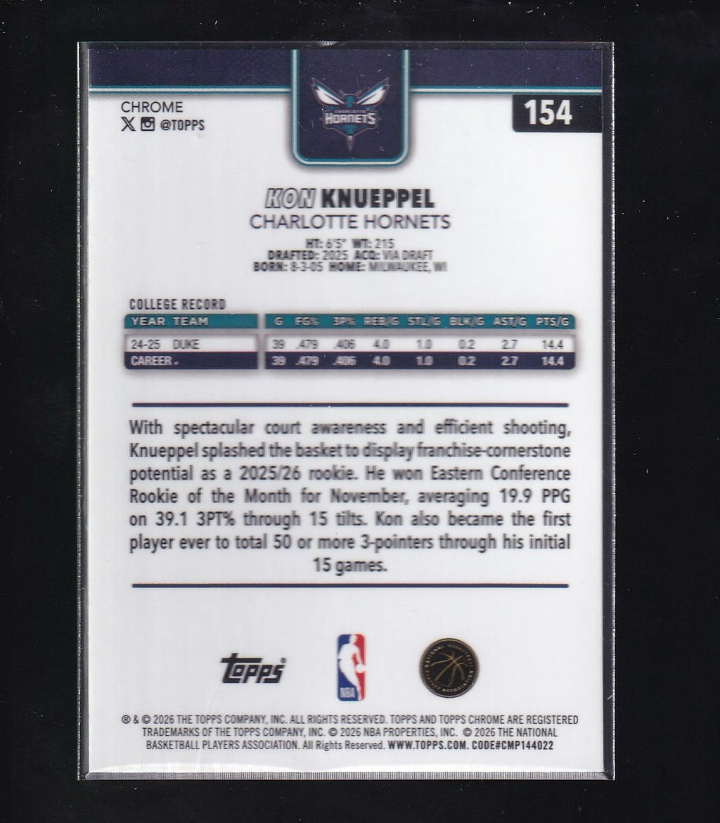 2026 Topps Chrome Update #154 Kon Knueppel