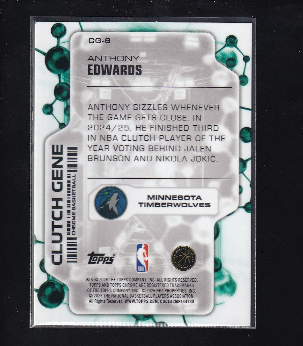 2026 Topps Chrome Update #CG-6 Anthony Edwards Clutch Gene