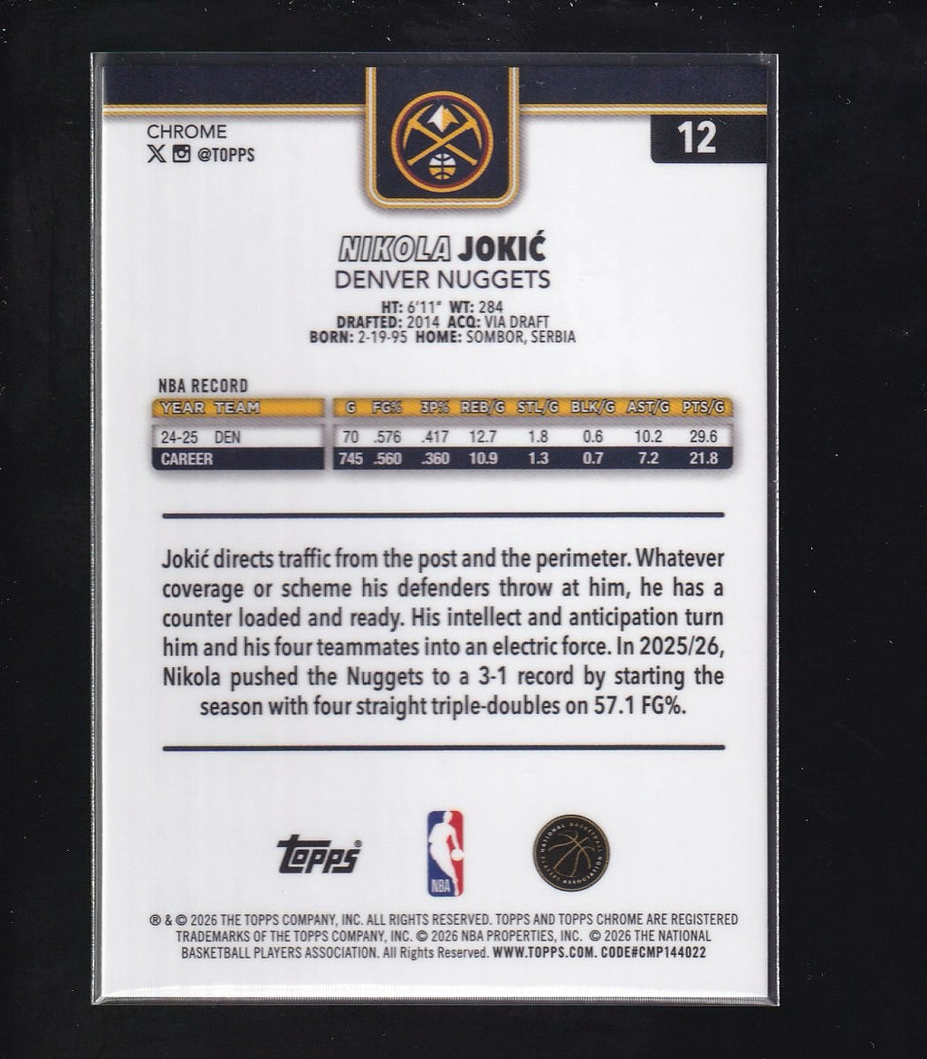 2026 Topps Chrome Update #12 Nikola Jokic X-Fractor