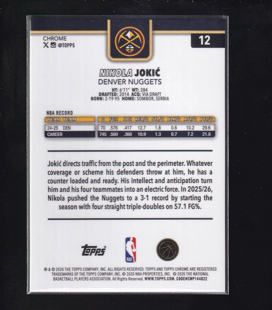 2026 Topps Chrome Update #12 Nikola Jokic X-Fractor