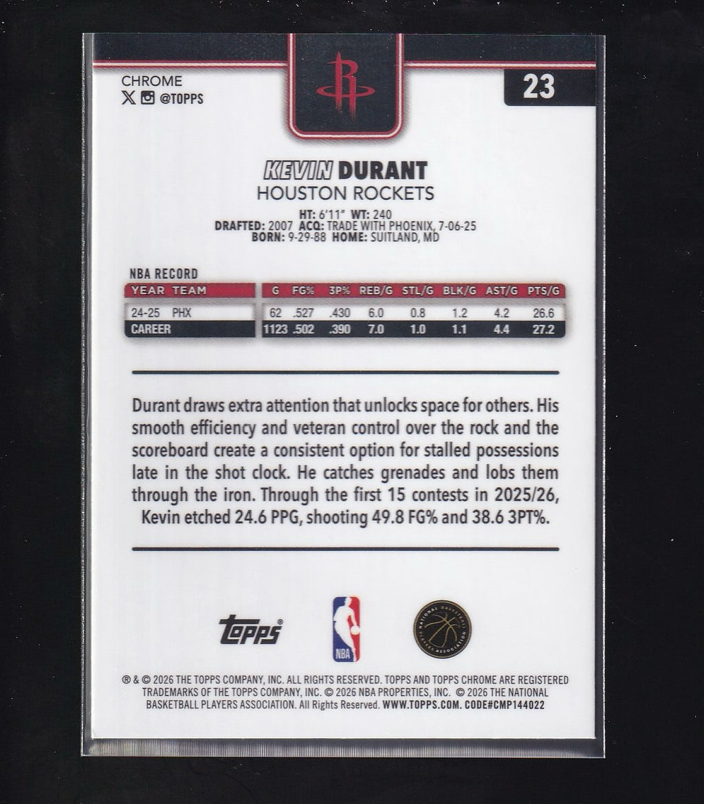 2026 Topps Chrome Update #23 Kevin Durant X-Fractor