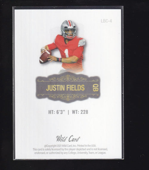 2021 Wild Card Matte #LBC-4 Justin Fields Limited Base Cards White