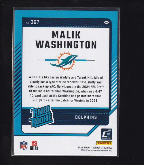 2024 Donruss #397 Malik Washington Press Proof Yellow