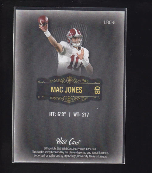 2021 Wild Card Matte #LBC-5 Mac Jones Limited Base Cards Black