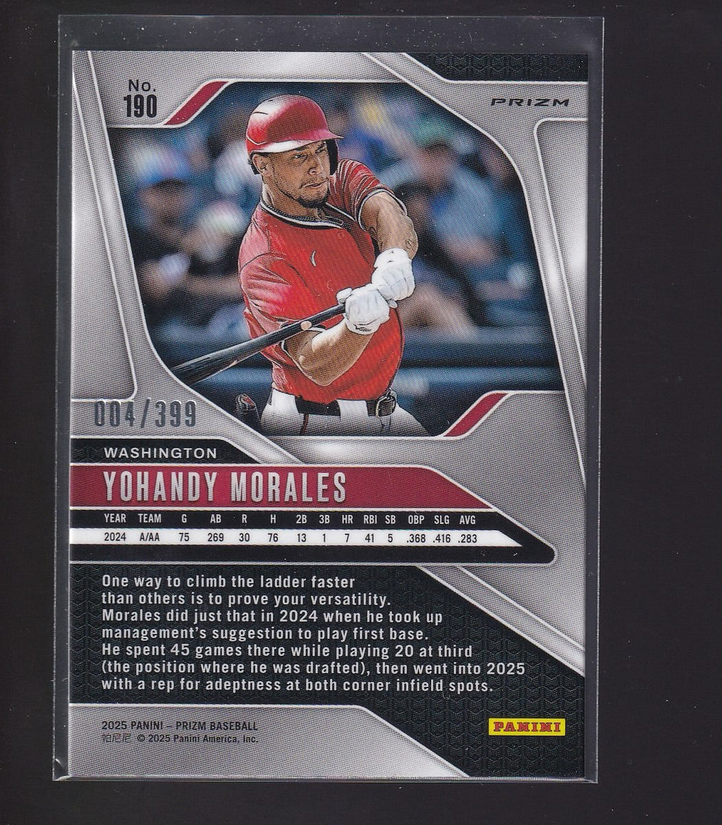 2025 Panini Prizm #190 Yohandy Morales Red Pulsar Prizms