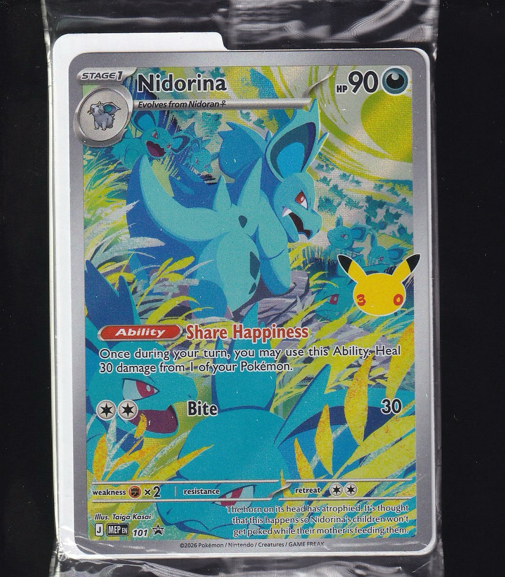 ME: 30th Celebration #MEP 101 Nidorina -Black Star Promo Sealed-Full Art