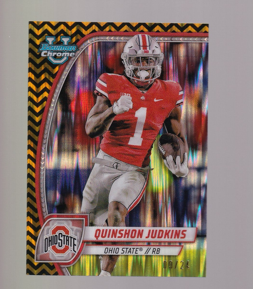 2024 Bowman U Chrome #145 Quinshon Judkins Black and Gold Stealth Refractor #/24