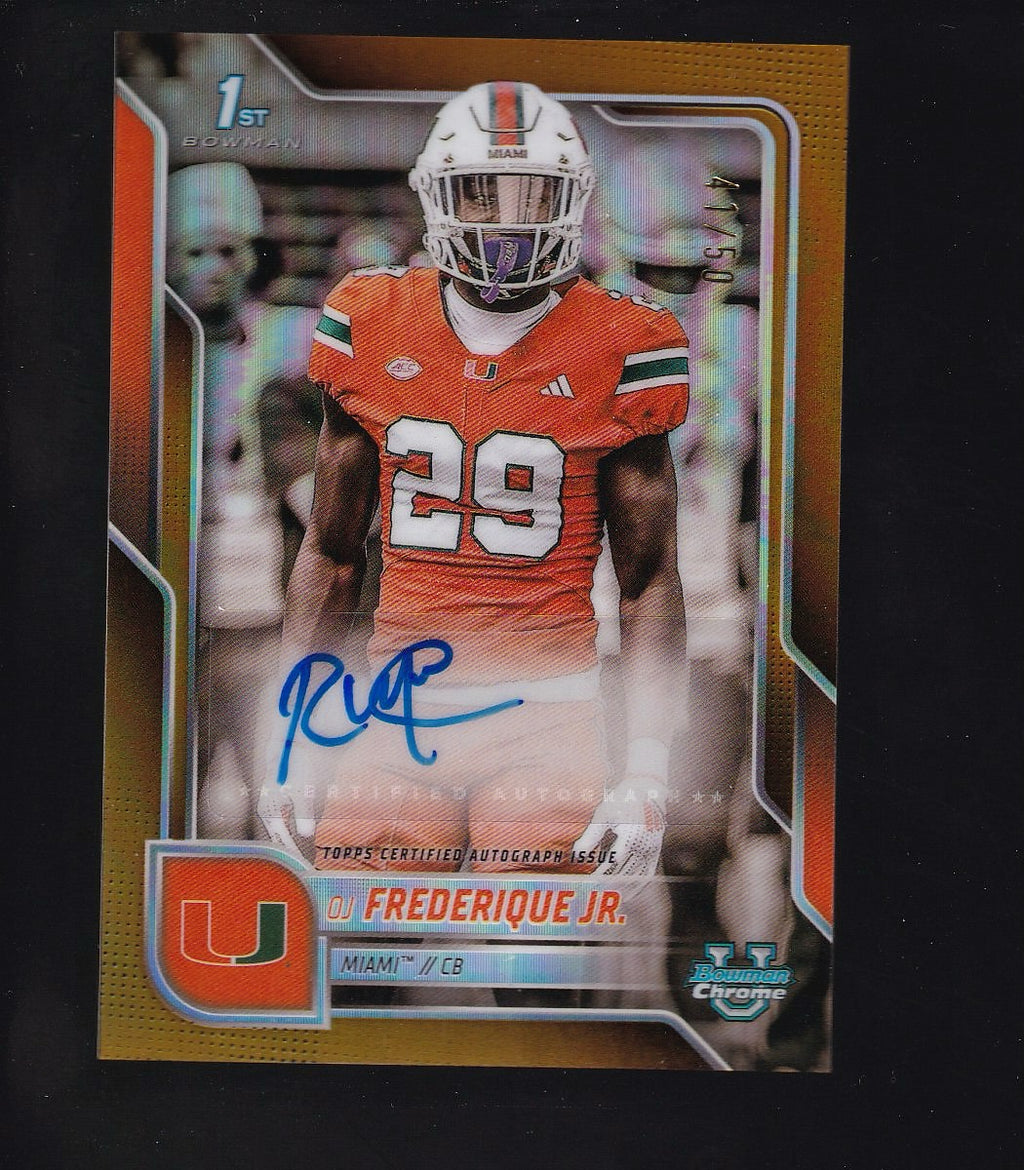 2025 Bowman UChrome #BCA-OJ OJ Frederique Jr. Autographs Gold Refractor #/50