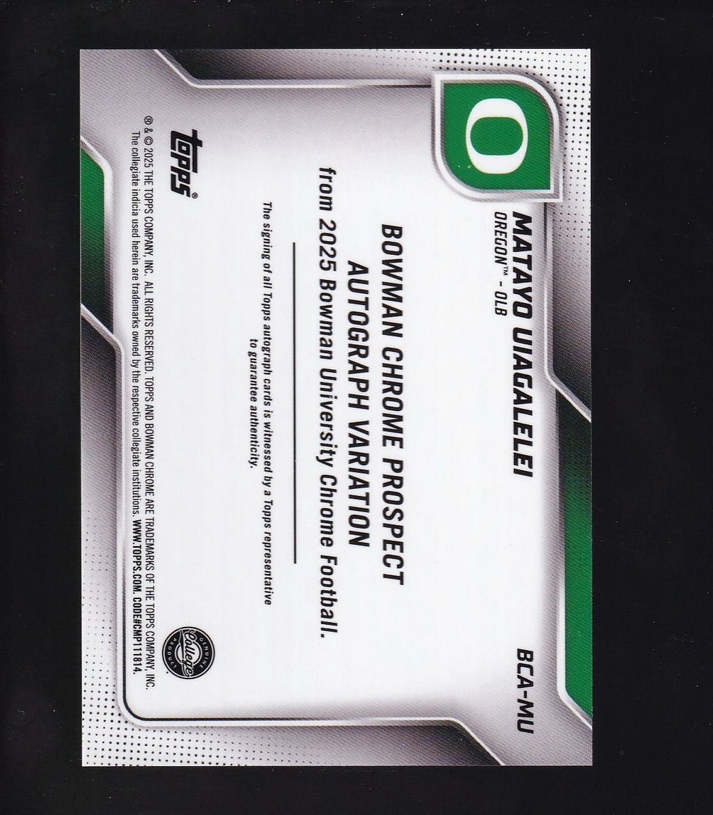 2025 Bowman University Chrome #BCA-MU Matayo Uiagalelei Prospect Autographs