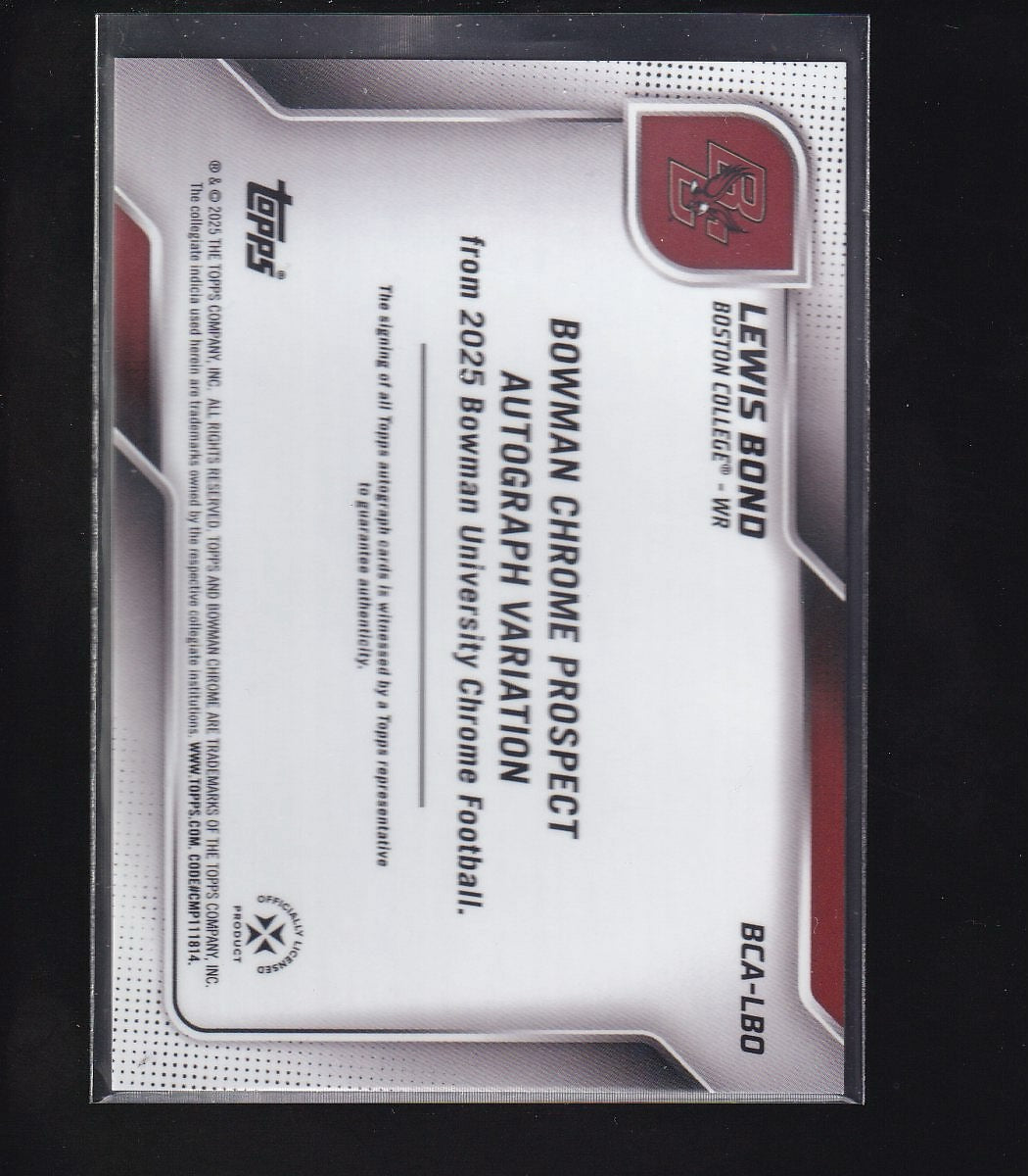 2025 Bowman University Chrome #BCA-LBO Lewis Bond Prospect Autographs