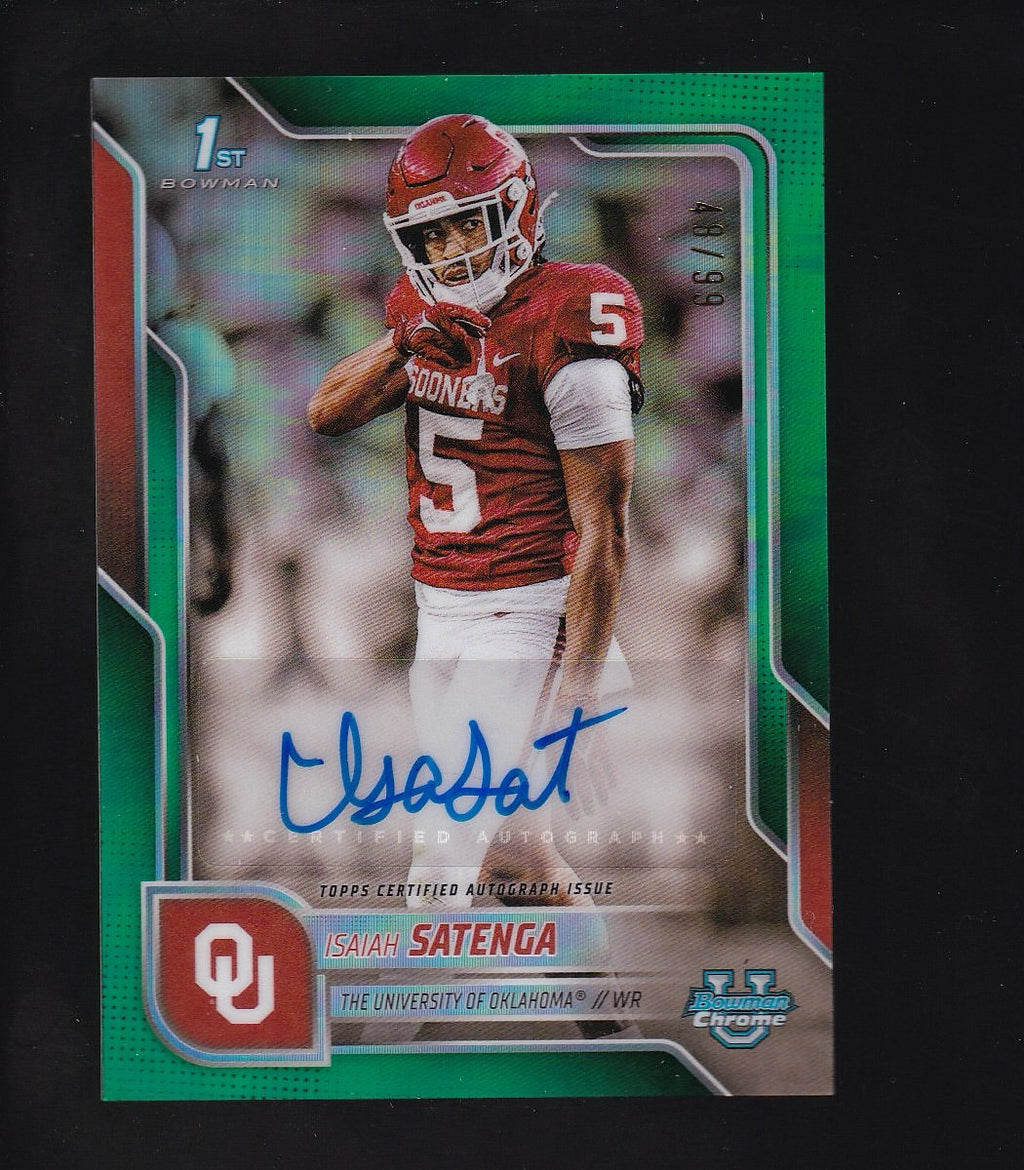 2025 Bowman U Chrome #BCA-IS Isaiah Sategna Autographs Green Refractor #/99