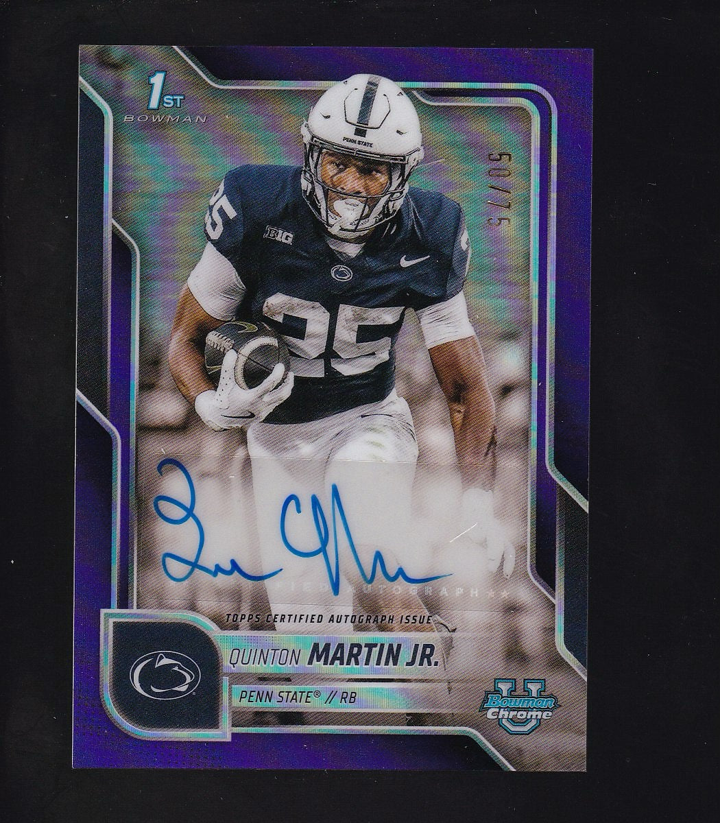 2025 Bowman U Chrome #BCA-QMJ Quinton Martin Jr. Autograph Purple Refractor #/75