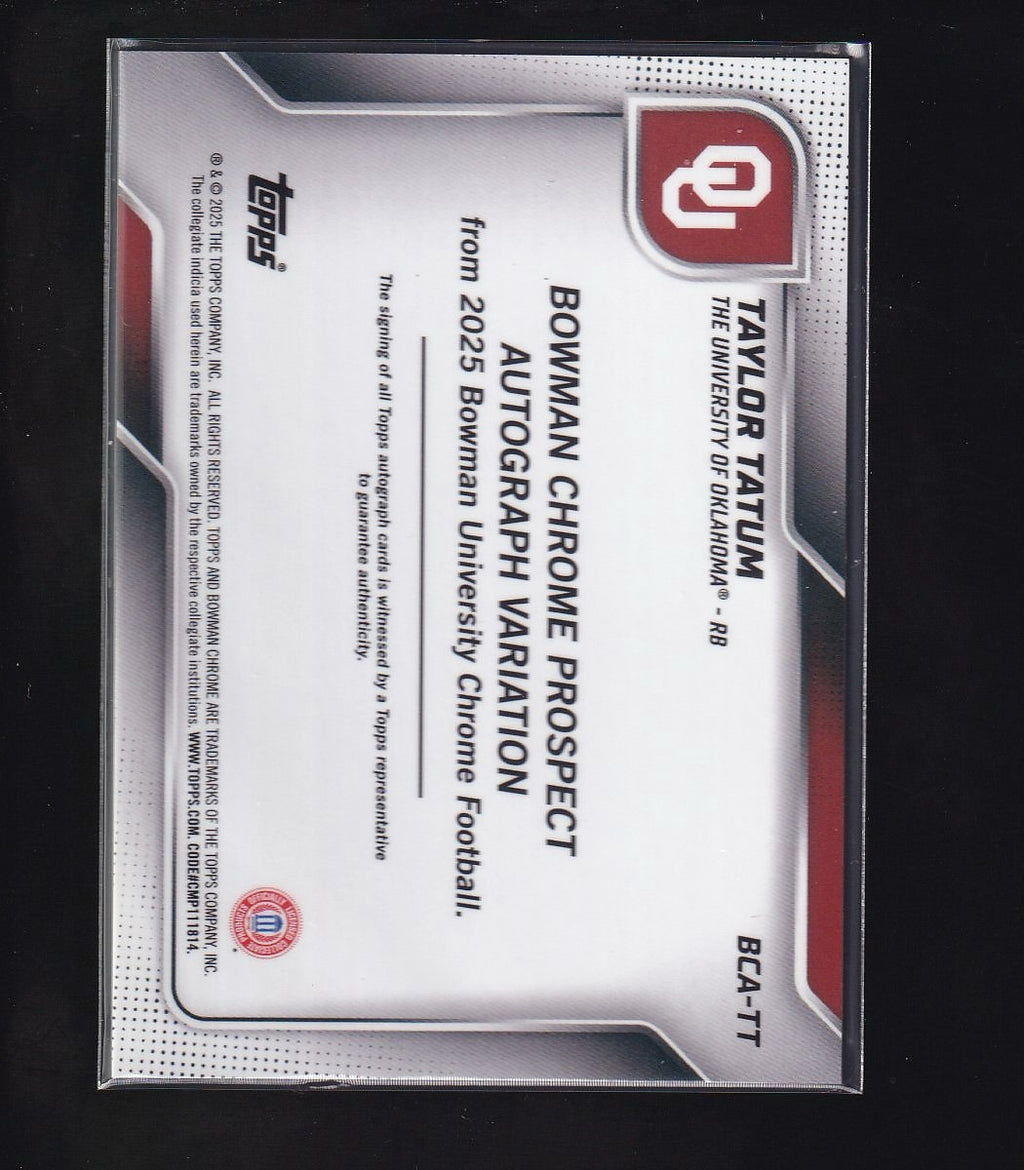 2025 Bowman U Chrome #BCA-TT Taylor Tatum Prospect Autographs Purple Refractor