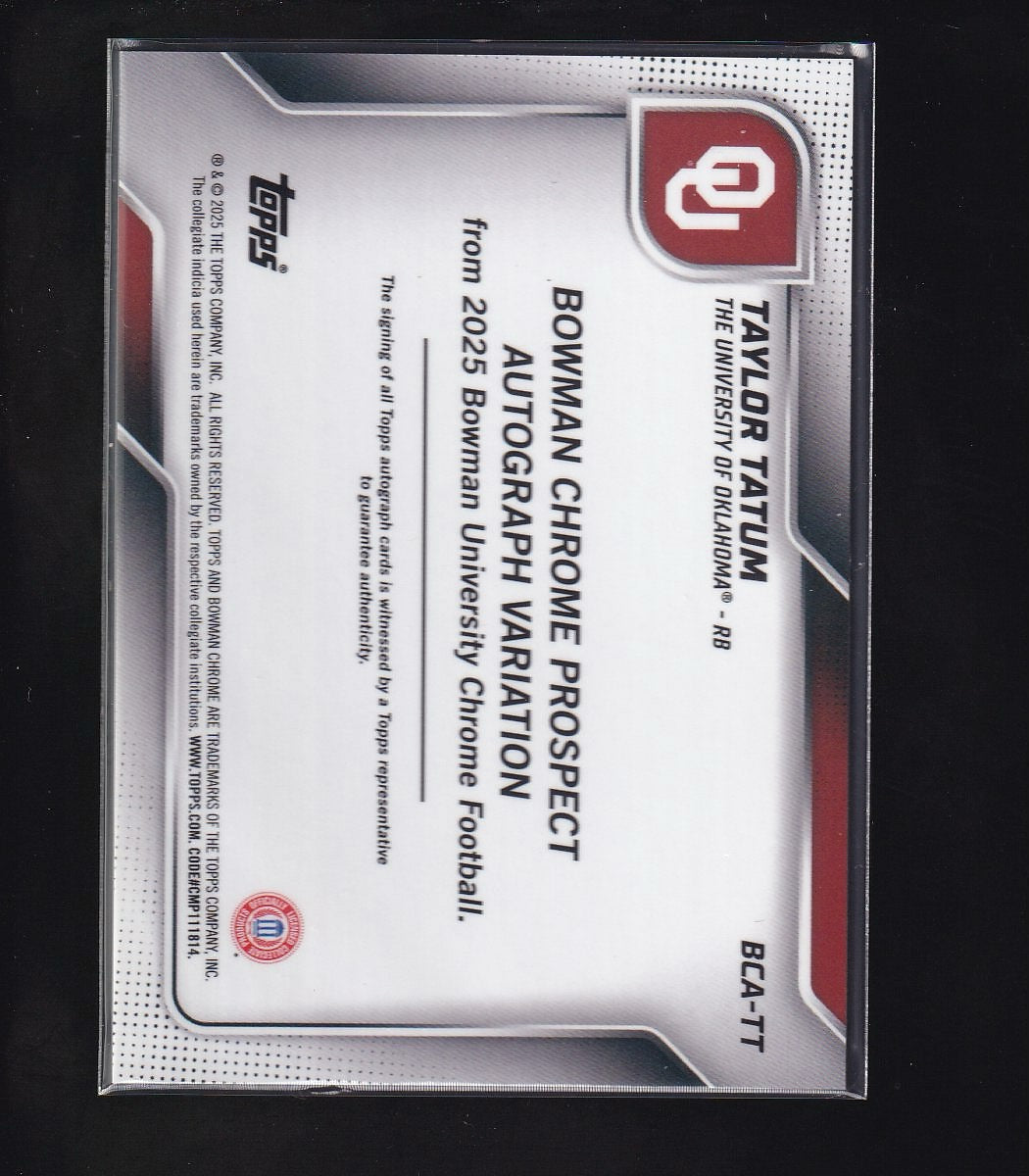 2025 Bowman U Chrome #BCA-TT Taylor Tatum Prospect Autographs Purple Refractor