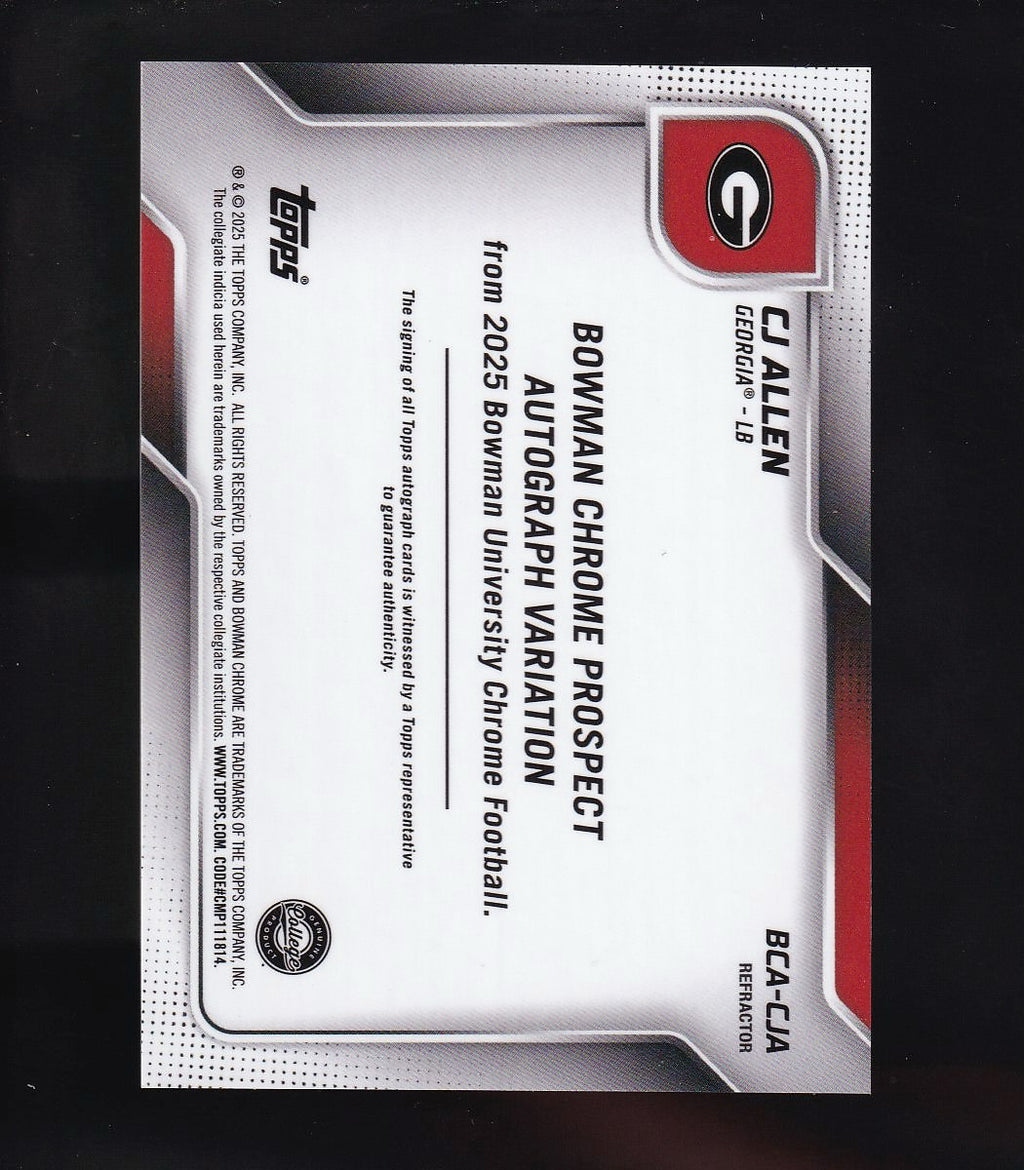 2025 Bowman University Chrome #BCA-CJA CJ Allen Prospect Autographs Refractor