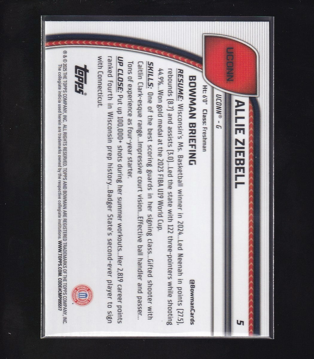 2024-25 Bowman University Chrome #5 Allie Ziebell Green Shimmer Refractor