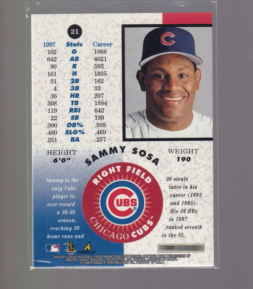 1998 Pinnacle Mint Collection #21 Sammy Sosa Silver