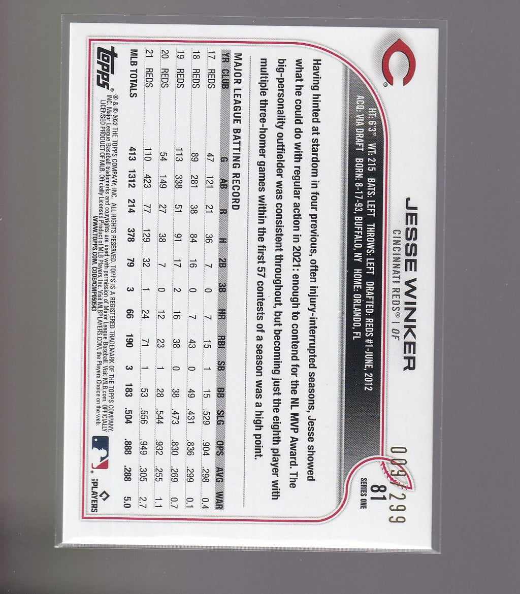 2022 Topps #81 Jesse Winker Orange Foilboard #/299