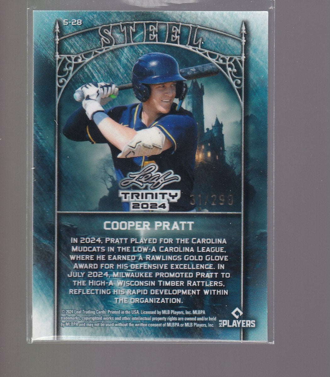 2024 Leaf Trinity Mega Box #S-28 Cooper Pratt Steel Lazer Foil Silver #/290