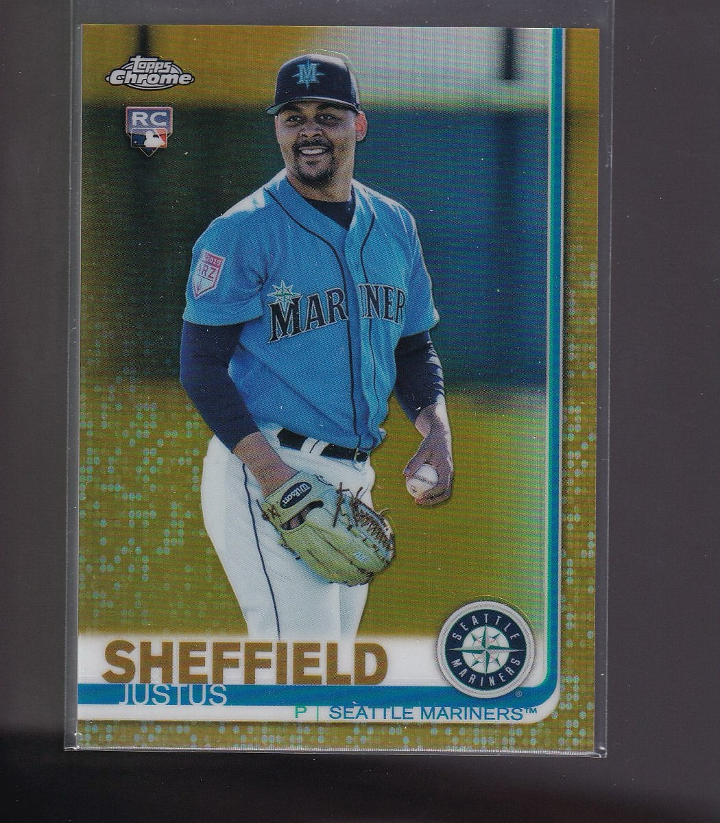 2019 Topps Chrome #110 Justus Sheffield Gold Wave Refractor :
