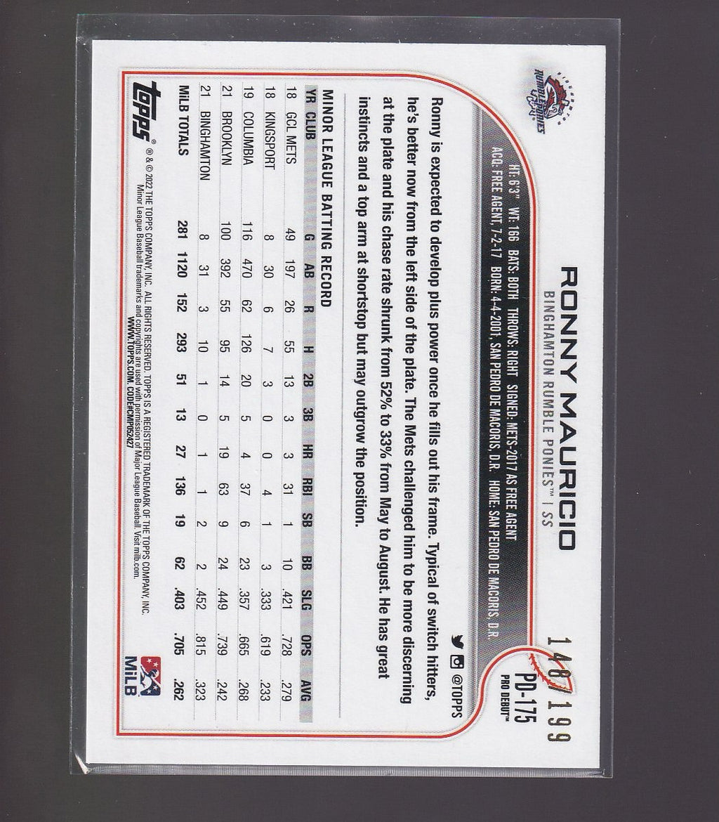 2022 Topps Pro Debut #PD-175 Ronny Mauricio Fuchsia