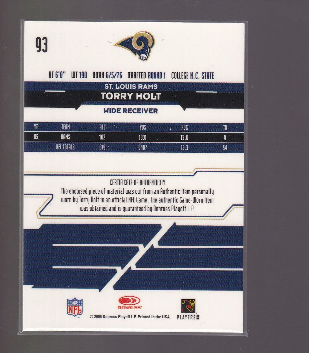 2006 Leaf Rookies & Stars #93 Torry Holt -Rookie Materials