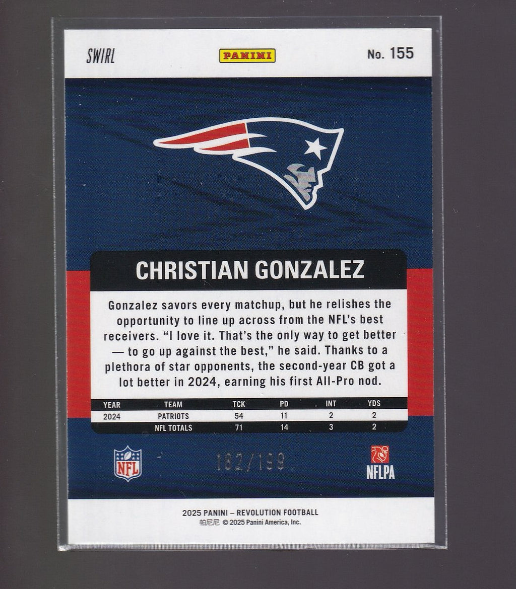 2025 Panini Revolution #155 Christian Gonzalez Green Swirl #/199