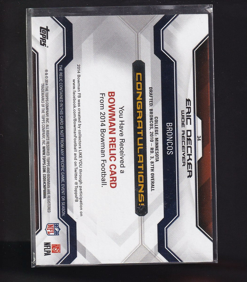2014 Bowman #34 Eric Decker Relics