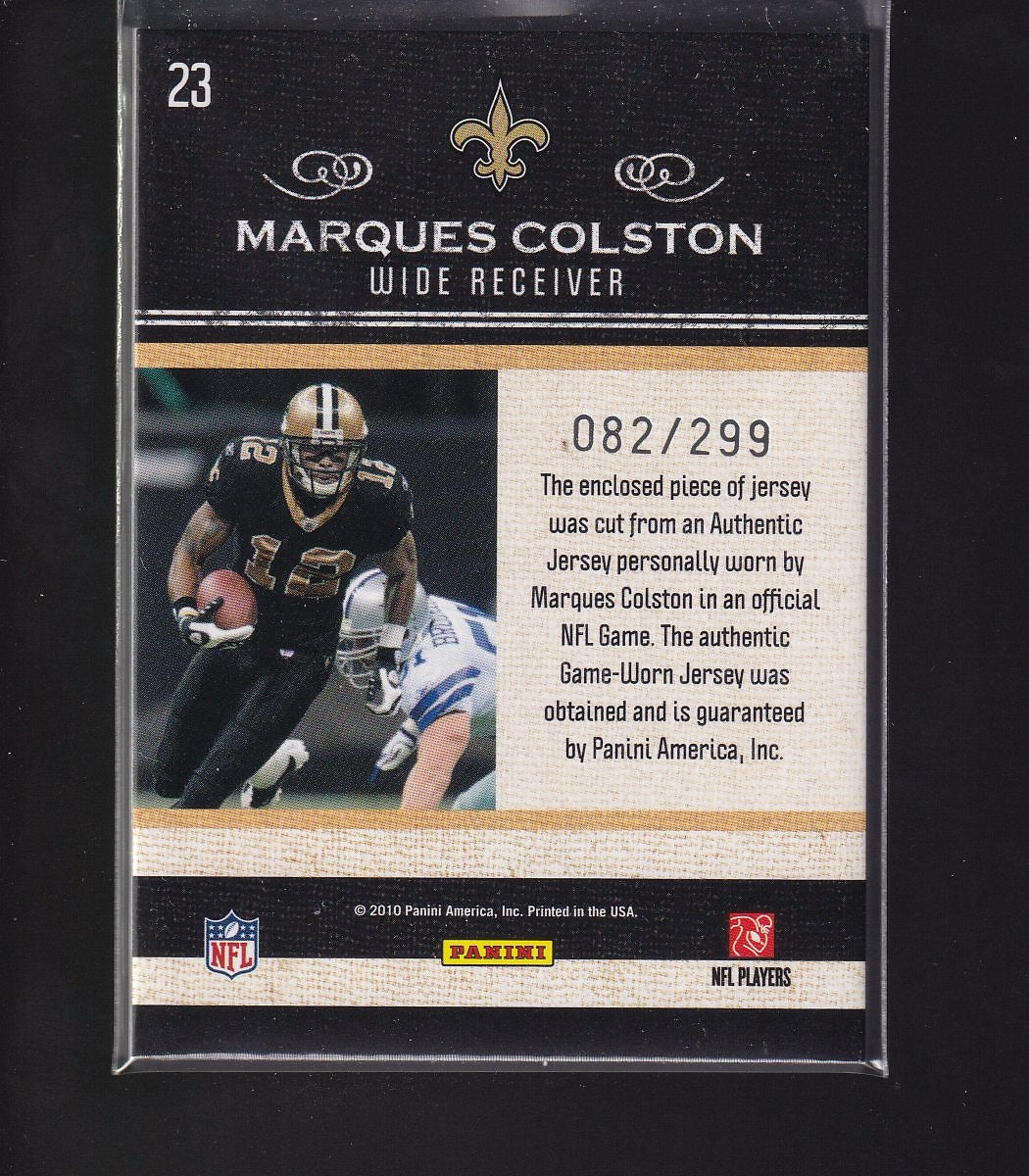 2010 Panini Classics #23 Marques Colston Dress Code Jerseys #/299