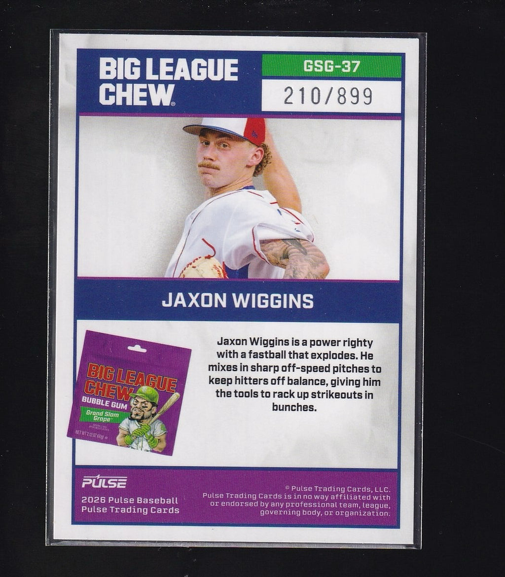 Big League Chew #GSG-37 Jaxon Wiggins Grand Slam Grape #/899