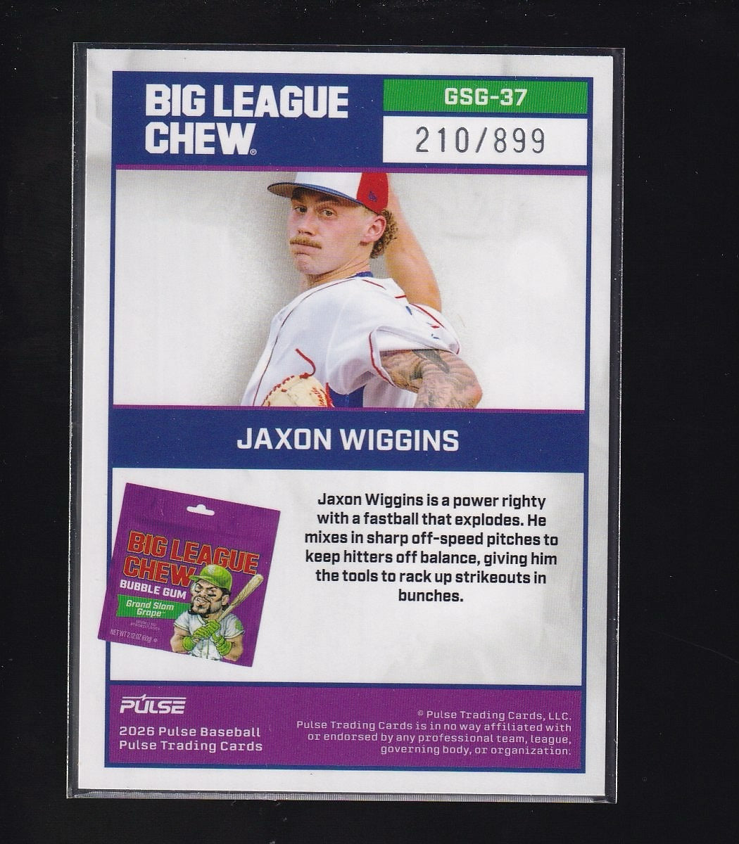 Big League Chew #GSG-37 Jaxon Wiggins Grand Slam Grape #/899