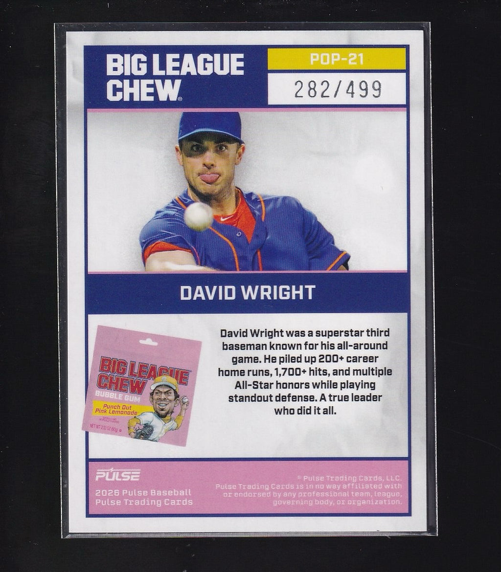 2026 Pulse X Big League Chew #POP-21 David Wright Punch Out Pink Lemonade #/499