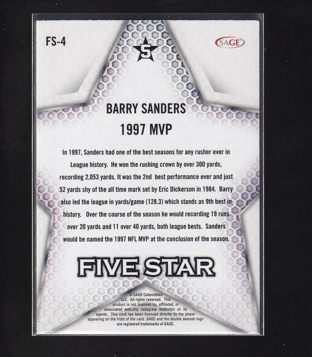 2024 SAGE HIT #FS-4 Barry Sanders Five Star Green