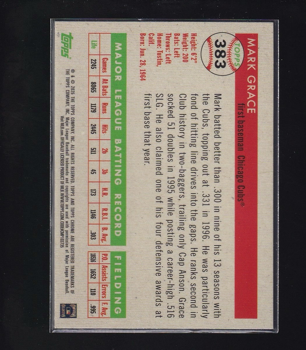 2025 Topps Chrome Platinum #383 Mark Grace Prism Refractor